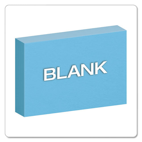 Image of Oxford 7420 BLU Unruled Index Cards, 4 X 6, Blue, 100/pack