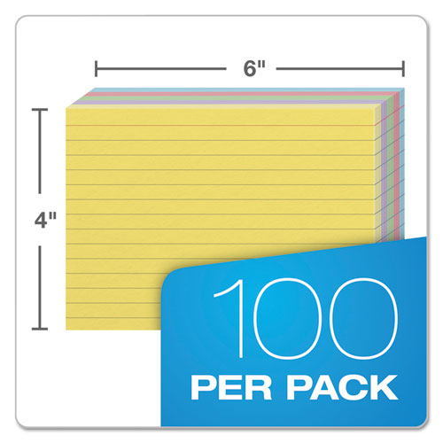Image of Oxford 34610 Ruled Index Cards, 4 X 6, Blue/violet/canary/green/cherry, 100/pack