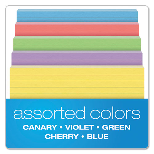 Image of Oxford 34610 Ruled Index Cards, 4 X 6, Blue/violet/canary/green/cherry, 100/pack