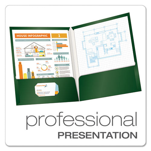 Image of Oxford 51717 Laminated Twin Pocket Folders, Accommodates (100) 11 x 8.5 Sheets, Green, 25/Box