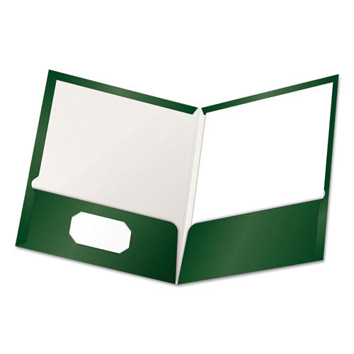 Image of Oxford 51717 Laminated Twin Pocket Folders, Accommodates (100) 11 x 8.5 Sheets, Green, 25/Box