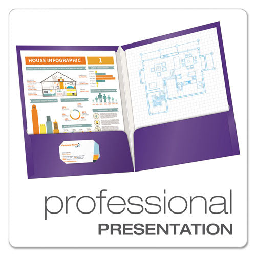 Image of Oxford High Gloss Laminated Paperboard Folder, 100-Sheet Capacity, 11 X 8.5, Purple, 25/box