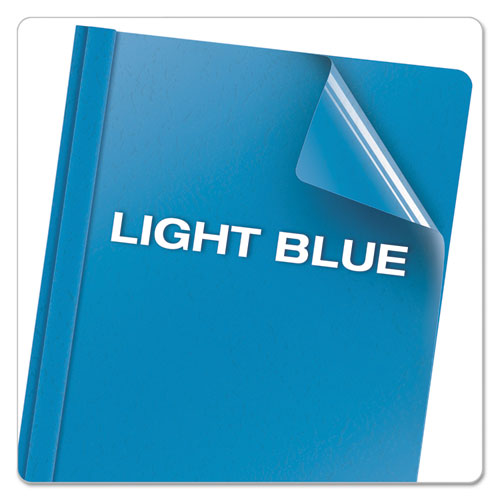 Image of Oxford 55801EE Clear Front Standard Grade Report Cover, Three-Prong Fastener, 0.5" Capacity, 8.5 X 11, Clear/light Blue, 25/box