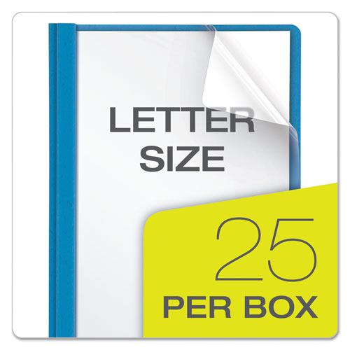 Image of Oxford 55801EE Clear Front Standard Grade Report Cover, Three-Prong Fastener, 0.5" Capacity, 8.5 X 11, Clear/light Blue, 25/box