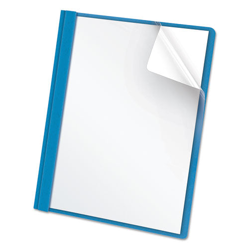 Image of Oxford 55801EE Clear Front Standard Grade Report Cover, Three-Prong Fastener, 0.5" Capacity, 8.5 X 11, Clear/light Blue, 25/box