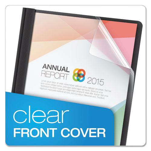 Image of Oxford 55806EE Clear Front Standard Grade Report Cover, Three-Prong Fastener, 0.5" Capacity, 8.5 X 11, Clear/black, 25/box