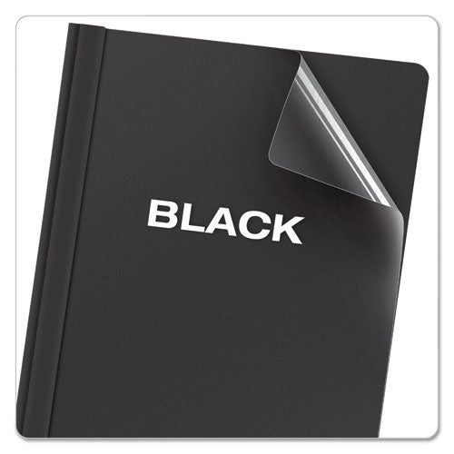 Image of Oxford 55806EE Clear Front Standard Grade Report Cover, Three-Prong Fastener, 0.5" Capacity, 8.5 X 11, Clear/black, 25/box