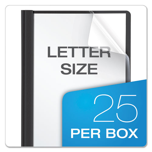 Image of Oxford 55806EE Clear Front Standard Grade Report Cover, Three-Prong Fastener, 0.5" Capacity, 8.5 X 11, Clear/black, 25/box
