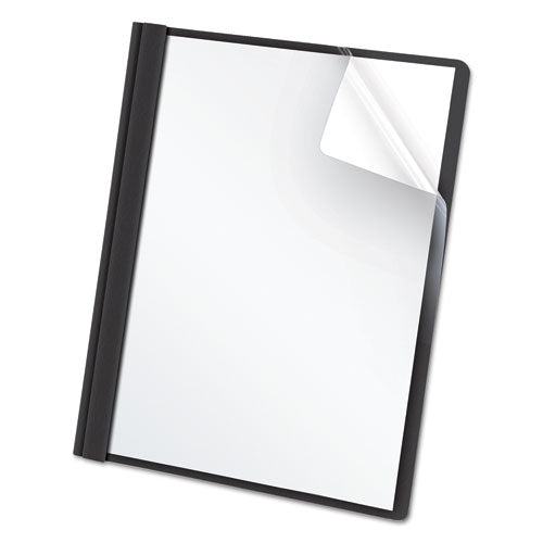 Image of Oxford 55806EE Clear Front Standard Grade Report Cover, Three-Prong Fastener, 0.5" Capacity, 8.5 X 11, Clear/black, 25/box