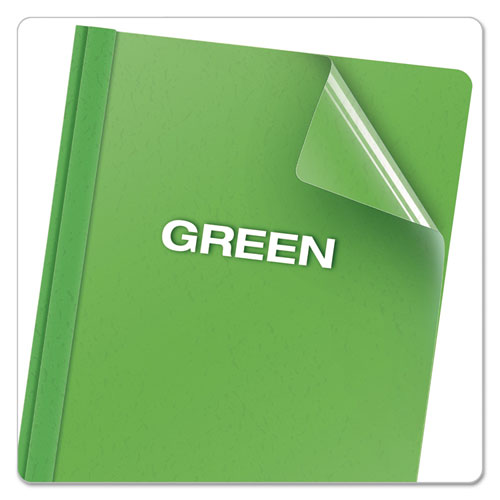 Image of Oxford 55807EE Clear Front Standard Grade Report Cover, Three-Prong Fastener, 0.5" Capacity, 8.5 X 11, Clear/green, 25/box