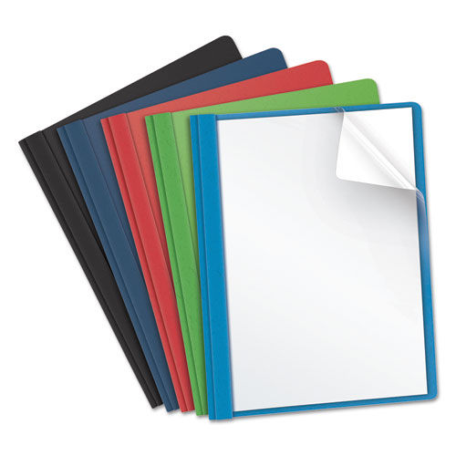 Image of Oxford 55813EE Clear Front Standard Grade Report Cover, Three-Prong Fastener, 0.5" Capacity, 8.5 X 11, Clear/assorted, 25/box