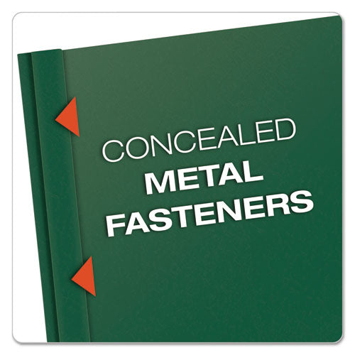 Image of Oxford 55856EE Clear Front Report Cover, Three-Prong Fastener, 0.5" Capacity, 8.5 X 11, Clear/ Hunter Green, 25/box