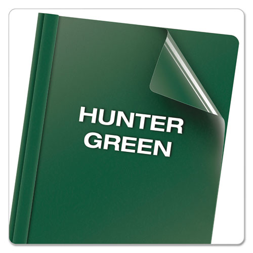 Image of Oxford 55856EE Clear Front Report Cover, Three-Prong Fastener, 0.5" Capacity, 8.5 X 11, Clear/ Hunter Green, 25/box