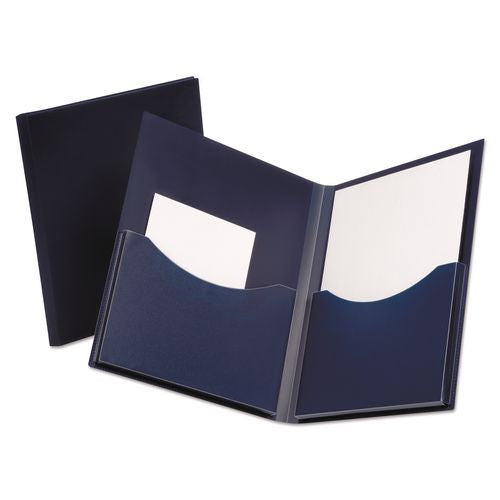 Image of Oxford 57455EE Double Stuff Heavy-Duty Opaque Polypropylene Twin-Pocket Folder, Accommodates (200) 11 x 8.5 Sheets, Navy