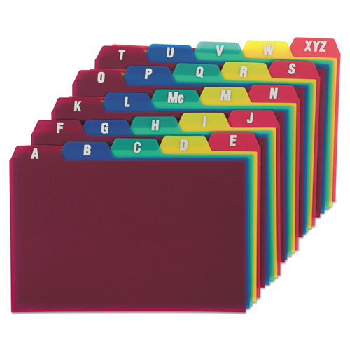 Image of Oxford 73154 Durable Poly A-Z Card Guides, 1/5-Cut Top Tab, A To Z, 4 X 6, Assorted Colors, 25/set