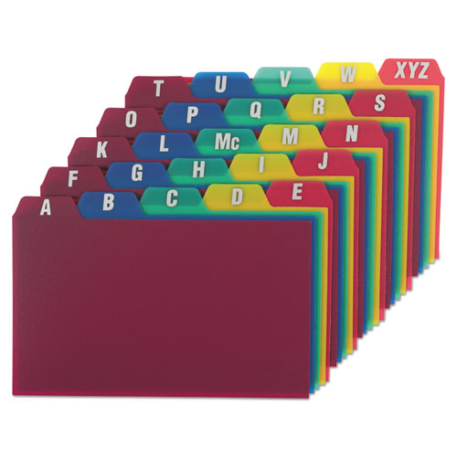 Image of Oxford 73153 Durable Poly A-Z Card Guides, 1/5-Cut Top Tab, A To Z, 3 X 5, Assorted Colors, 25/set