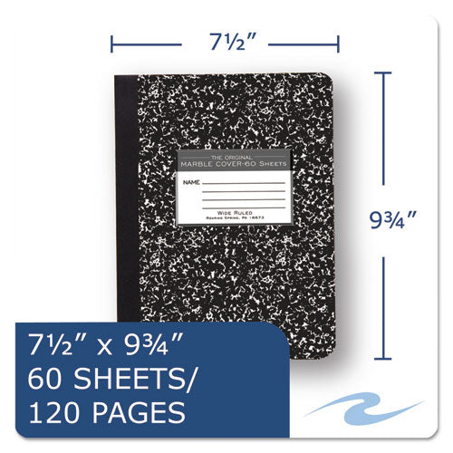 Image of Roaring Spring® 77222 Marble Cover Composition Book, Wide/legal Rule, Black Marble Cover, (60) 9.75 X 7.5 Sheets