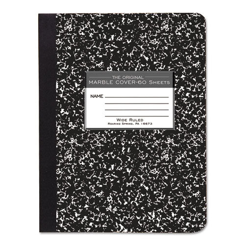 Image of Roaring Spring® 77222 Marble Cover Composition Book, Wide/legal Rule, Black Marble Cover, (60) 9.75 X 7.5 Sheets