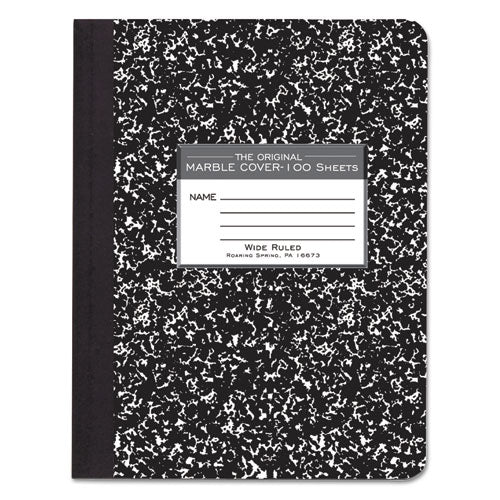 Image of Roaring Spring® 77230 Marble Cover Composition Book, Wide/Legal Rule, Black Marble Cover, (100) 9.75 x 7.5 Sheets