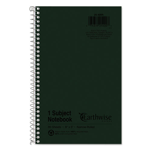 Image of Oxford 25-400R Earthwise by Oxford Recycled One-Subject Notebook, Narrow Rule, Green Cover, (80) 8 x 5 Sheets
