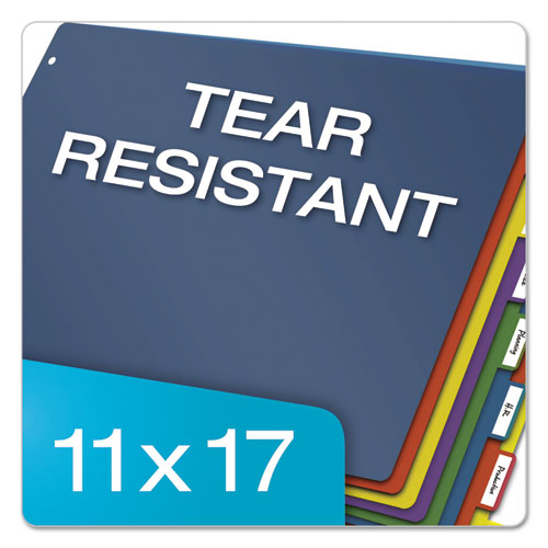 Image of Cardinal® 84251 Tabloid-Size Poly Index Divider, 8-Tab, 11 X 17, Assorted, 1 Set