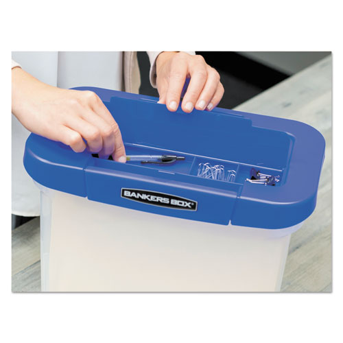 Image of Bankers Box® 86301 Heavy-Duty Portable File Box, Letter Files, 14.25" X 8.63" X 11.06", Clear/blue