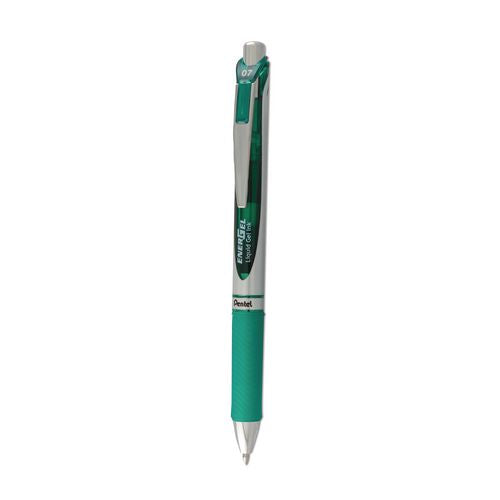 Image of Pentel® BL77-D Energel Rtx Gel Pen, Retractable, Medium 0.7 Mm, Green Ink, Green/gray Barrel
