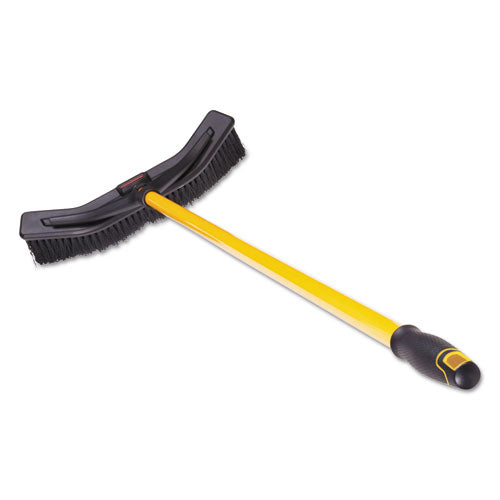 Image of Rubbermaid® Commercial 2018727 Maximizer Push-to-Center Broom, 18 x 58.13, Polyproylene Bristles, Steel Handle, Yellow/Black