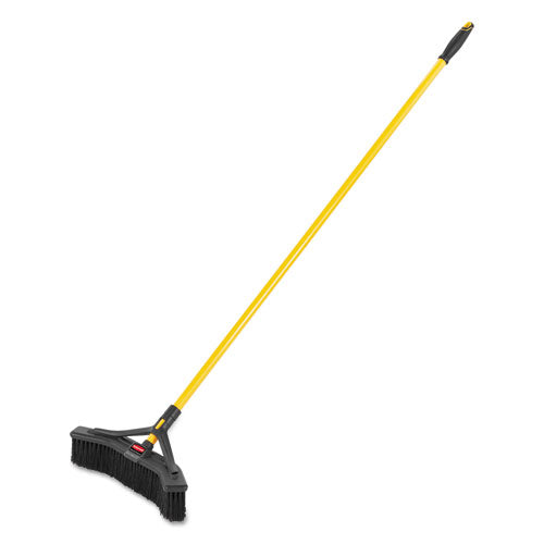 Image of Rubbermaid® Commercial 2018727 Maximizer Push-to-Center Broom, 18 x 58.13, Polyproylene Bristles, Steel Handle, Yellow/Black