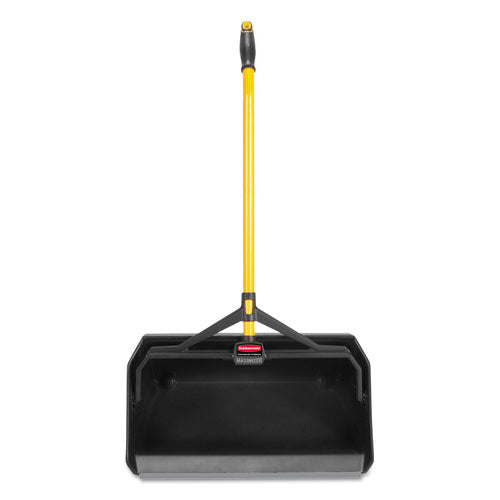 Image of Rubbermaid® Commercial 2018781 Maximizer Heavy-Duty Stand Up Debris Pan, 20.44 x 29, 32" Handle, Plastic, Yellow/Black