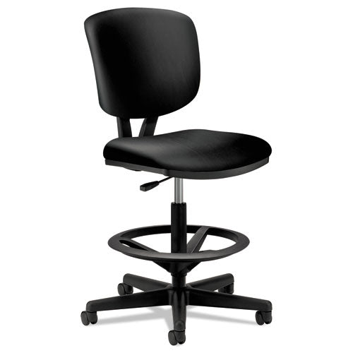 Image of HONÂ® Volt Series Leather Adjustable Task Stool, Supports Up To 275 Lb, 22.88" To 32.38" Seat Height, Black