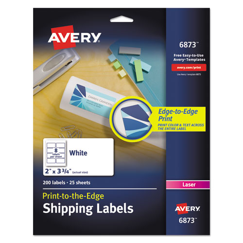 Image of Avery® 06873 Vibrant Laser Color-Print Labels w/ Sure Feed, 2 x 3.75, White, 200/PK