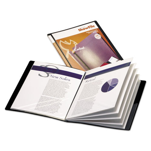 Image of Cardinal® 50232 ShowFile Display Book with Custom Cover Pocket, 24 Letter-Size Sleeves, Black