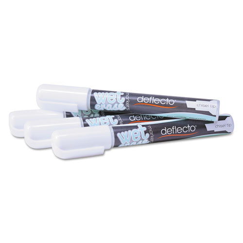 Image of deflecto® SMA510-V4-WT Wet Erase Markers, Medium Chisel Tip, White, 4/pack