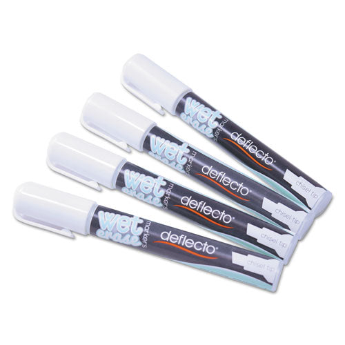 Image of deflecto® SMA510-V4-WT Wet Erase Markers, Medium Chisel Tip, White, 4/pack