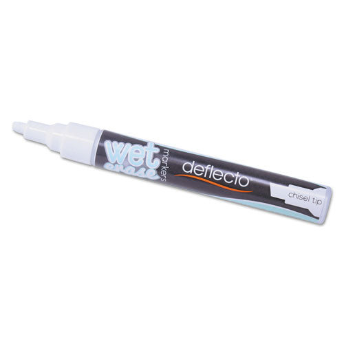Image of deflecto® SMA510-V4-WT Wet Erase Markers, Medium Chisel Tip, White, 4/pack