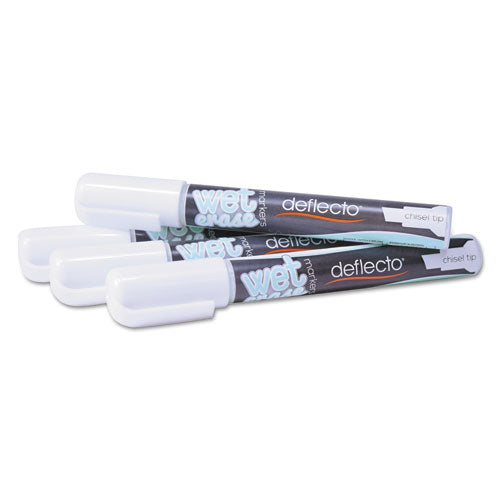 Image of deflecto® SMA510-V4-WT Wet Erase Markers, Medium Chisel Tip, White, 4/pack