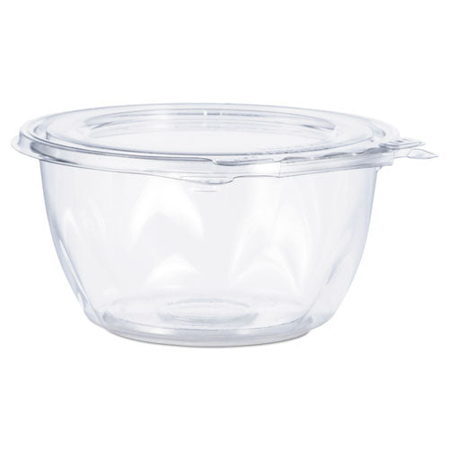 Image of Dart® CTR16BF SafeSeal Tamper-Resistant, Tamper-Evident Bowls with Flat Lid, 16 oz, 5.5" Diameter x 2.7" h, Clear, Plastic, 240/Carton