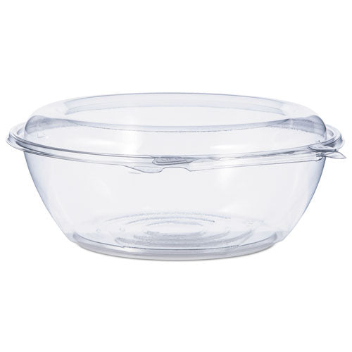 Image of Dart® CTR48BD SafeSeal Tamper-Resistant, Tamper-Evident Bowls with Dome Lid, 48 oz, 8.9" Diameter x 3.4" h, Clear, Plastic, 100/Carton