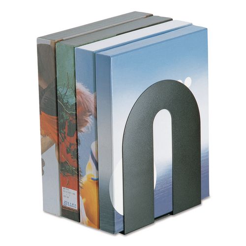 Image of Officemate 93142 Heavy Duty Bookends, Nonskid Base, 8 x 8 x 10, Steel, Black, Pair