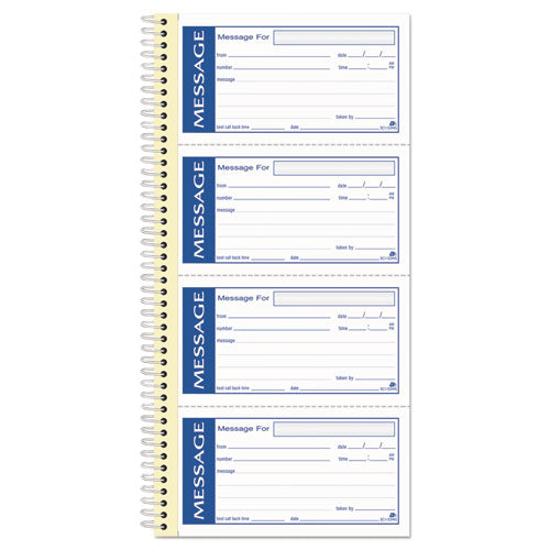 Image of Adams® SC1153WS Write 'n Stick Phone Message Book, Two-Part Carbonless, 4.75 x 2.75, 4 Forms/Sheet, 200 Forms Total