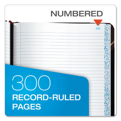 Image of Boorum & Pease® 21-300-R Extra-Durable Bound Book, Single-Page Record-Rule Format, Black/maroon/gold Cover, 10.13 X 7.78 Sheets, 300 Sheets/book
