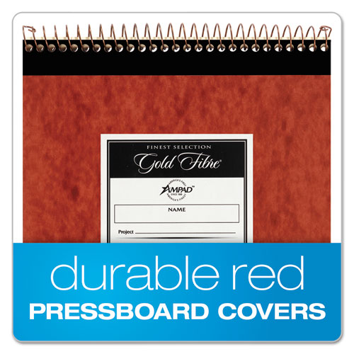 Image of AmpadÂ® Gold Fibre Retro Wirebound Writing Pads, Wide/Legal and Quadrille Rule, Red Cover, 70 White 8.5 x 11.75 Sheets
