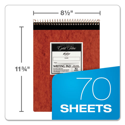 Image of AmpadÂ® Gold Fibre Retro Wirebound Writing Pads, Wide/Legal and Quadrille Rule, Red Cover, 70 White 8.5 x 11.75 Sheets