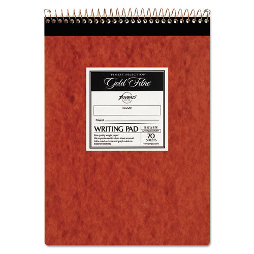 Image of AmpadÂ® Gold Fibre Retro Wirebound Writing Pads, Wide/Legal and Quadrille Rule, Red Cover, 70 White 8.5 x 11.75 Sheets
