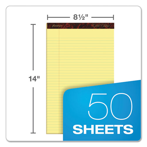 Image of Ampad® 20-030R Gold Fibre Quality Writing Pads, Wide/Legal Rule, (50) Canary Yellow 8.5 x 14 Sheets, Dozen