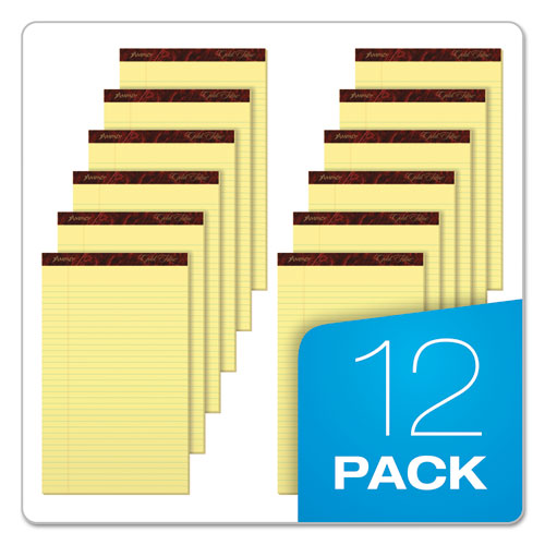 Image of Ampad® 20-030R Gold Fibre Quality Writing Pads, Wide/Legal Rule, (50) Canary Yellow 8.5 x 14 Sheets, Dozen
