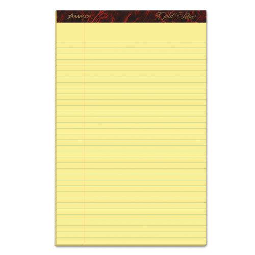 Image of Ampad® 20-030R Gold Fibre Quality Writing Pads, Wide/Legal Rule, (50) Canary Yellow 8.5 x 14 Sheets, Dozen