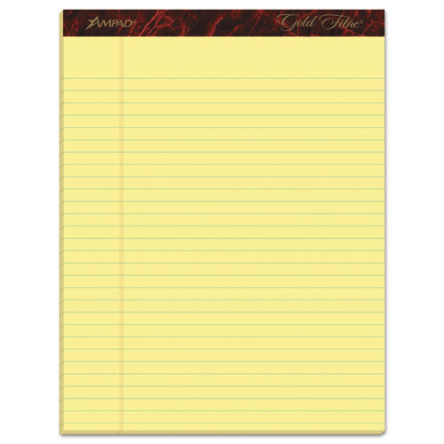Image of Ampad® Gold Fibre Quality Writing Pads, Wide/Legal Rule, (50) Canary Yellow 8.5 x 11 Sheets, Dozen