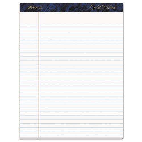 Image of Ampad® Gold Fibre Quality Writing Pads, Wide/Legal Rule, (50) White 8.5 x 11 Sheets, Dozen